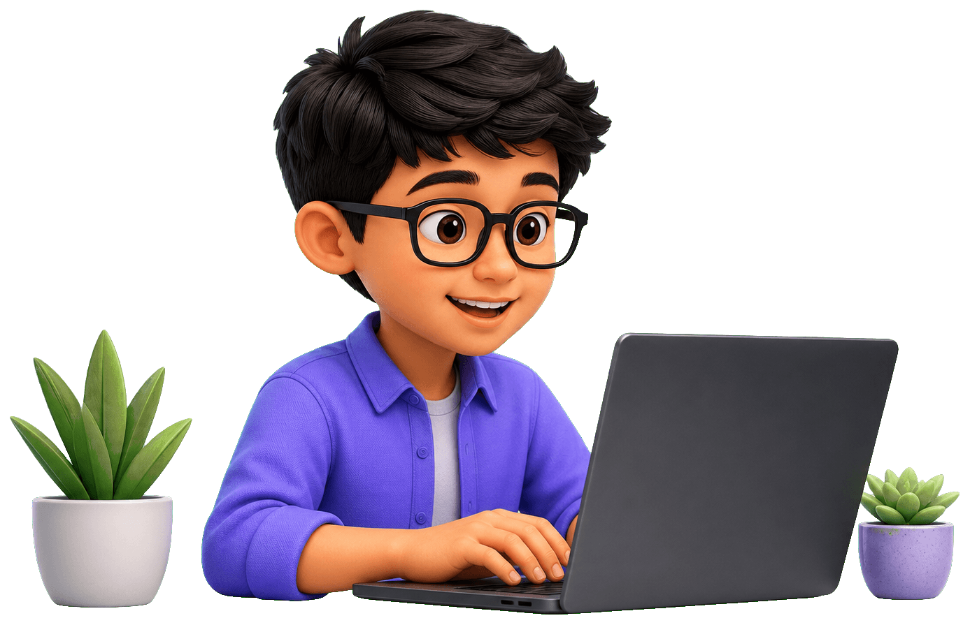 Young learner coding on a laptop