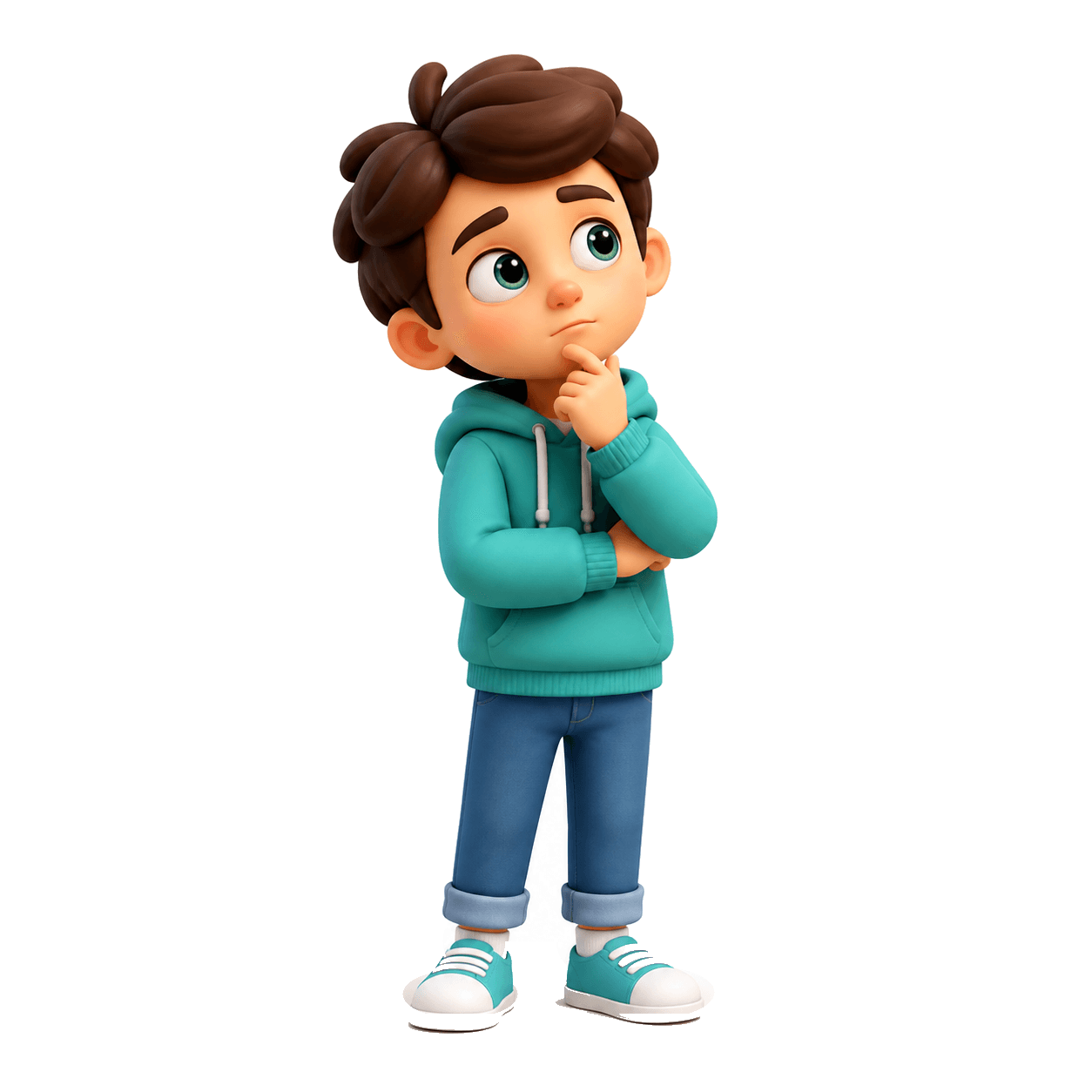 Curious child thinking about where to begin